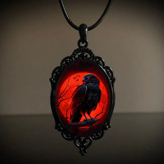 GothicVampireRavenCameoPendantNecklaceMain Image